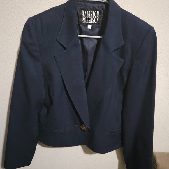 Vintage Hairston Roberson Crop Jacket - Navy Blue with western details - Picture 1 of 5